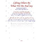 Lifting Others, By What We Say And Do
