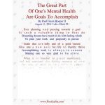 The Great Part Of One's Mental Health, Are Goals To Accomplish