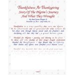 Thankfulness At Thanksgiving, Story Of The Pilgrims Journey