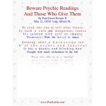 Beware Psychic Readings, And Those Who Give Them