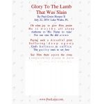 Glory To The Lamb That Was Slain