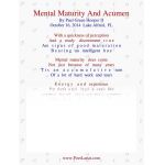Mental Maturity And Acumen