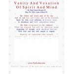 Vanity And Vexation, Of Spirit And Mind