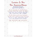 Laziness Is Not, The American Dream