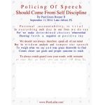 Policing Of Speech, Should Come From Self Discipline