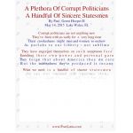 A Plethora Of Corrupt Politicians, A Handful Of Sincere Statesmen