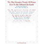 'Tis The Greatest Treaty Of Peace, E'er To Be Offered On Earth