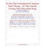 It's Not The Constitution Or America That's Wrong, ~ It's The Liberals Cawing Their Discordant Song