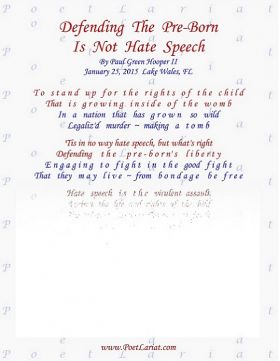 Defending The Pre Born, Is Not Hate Speech