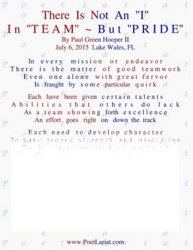 There Is Not An "I" In "TEAM" ~ But "PRIDE"