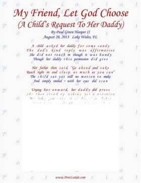My Friend, Let God Choose - A Child's Request To Her Daddy