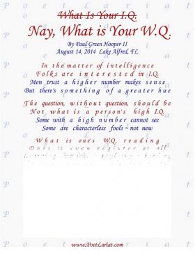 What Is Your I.Q., Nay, What Is Your W.Q.