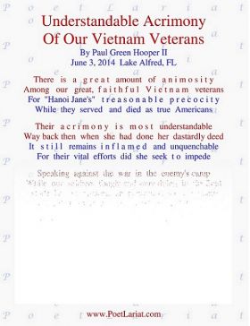 Understandable Acrimony, Of Our Vietnam Veterans