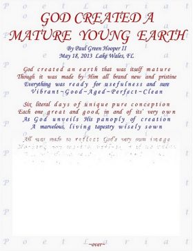 GOD CREATED, A MATURE, YOUNG EARTH