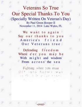 Veterans So True, Our Special Thanks To You