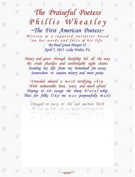 The Praiseful Poetess, Phillis Wheatley, The First American Poetess
