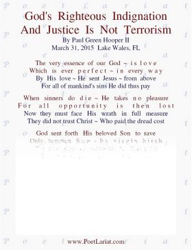 God's Righteous Indignation And Justice, Is Not Terrorism