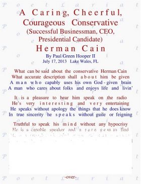 A Caring, Cheerful, Courageous, Conservative, CEO, Herman Cain