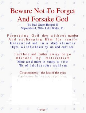 Beware Not To Forget And Forsake God